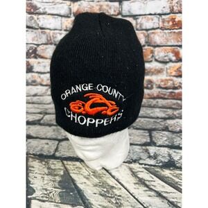 Vtg Orange County Choppers Beanie Black Knit Embroidered Logo OCC Biker Skull